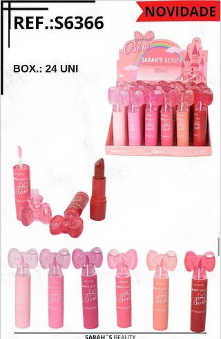 Lip gloss & batom matte bow 2em1/ 24pçs (S6366) Sarah's