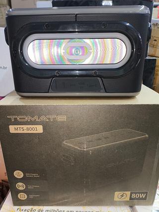 Caixa de Som Portátil Bluetooth 5.0 80w Karaokê com 2 microfone Sem fio MTS-8001