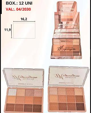 S6498 PALETA DE CONTORNO E ILUMINADOR SARAHS BEAUTYS 12UNI