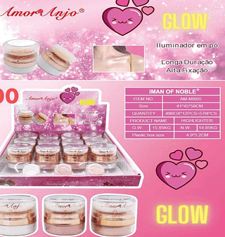Iluminador em pó Glow Amor anjo C/12un