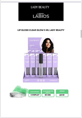 Lip Gloss Clear Glow 5ml Lady Beauty C/36un
