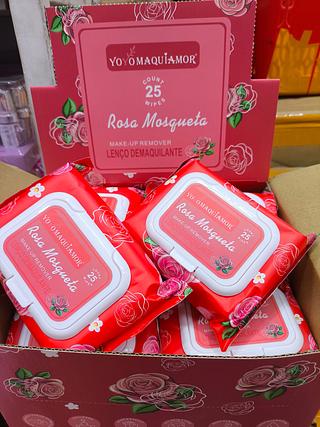 Lenço demaquilante rosa mosqueta 12 unidade YOYOMAQUIMOR