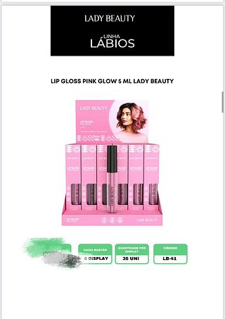 Lip Gloss Pink Glow 5ml Lady Beauty C/36un