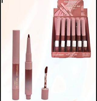 LIP GLOSS COM LAPIS LABIAL SARAH'S BEAUTY BOX COM 24PCS