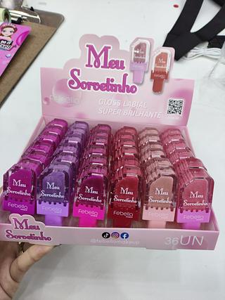 Gloss Labial Super Brilhante Meu Sorvetinho Febella C/36un
